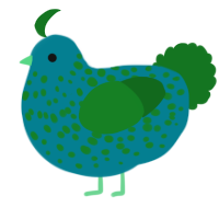 A sea and leaf chicken with a speckle pattern