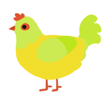 A yellow and lime chicken with a head pattern