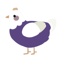 A overcast and white chicken with a head pattern