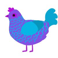 A blurple and cerulean chicken with a lace pattern