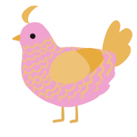 A pink and honey chicken with a lace pattern