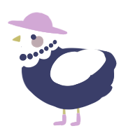 A navy and white chicken with a head pattern