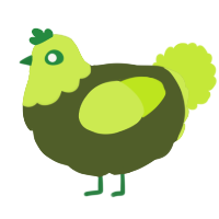 A olive and lime chicken with a head pattern
