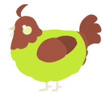 A lime and russet chicken with a head pattern