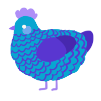 A cerulean and indigo chicken with a lace pattern