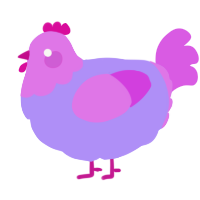 A lilac and orchid chicken with a head pattern