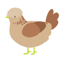 A beige and brown chicken with a neck-speckle pattern