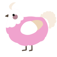 A pink and cream chicken with a head pattern