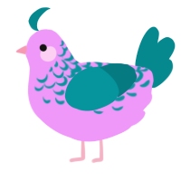 A lavender and teal chicken with a half-lace pattern