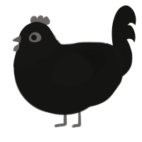 A black chicken with a head pattern