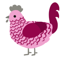 A pink and maroon chicken with a lace pattern