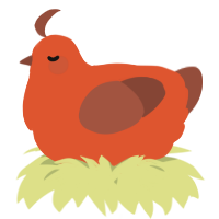 A vermilion and russet chicken
