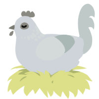 A mist and silver chicken with a neck-speckle pattern