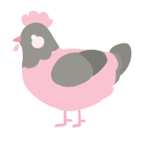 A rose and ash chicken with a head pattern