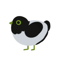 A mist and black chicken with a head pattern