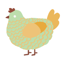 A gluppy and honey chicken with a lace pattern