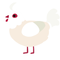 A cream and white chicken with a head pattern