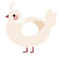 A cream chicken with a neck-speckle pattern