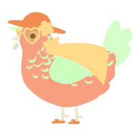 A turquoise and maroon chicken with a half-lace pattern