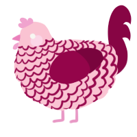 A rose and maroon chicken with a lace pattern