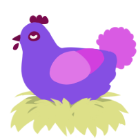 A blurple and orchid chicken