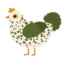 A cream and olive chicken with a speckle pattern