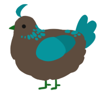 A bark and teal chicken with a neck-speckle pattern