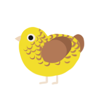 Cryptid, a yellow and brown chicken with a half-lace pattern