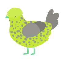 A lime and ash chicken with a speckle pattern