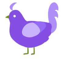 A blurple and lilac chicken