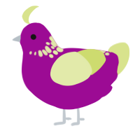 A plum and lemon chicken with a neck-speckle pattern