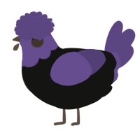 A black and overcast chicken with a head pattern