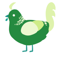 A viridian and apple chicken with a neck-band pattern