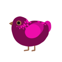 Callie, a wine and fuchsia chicken with a neck-speckle pattern