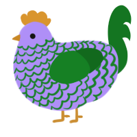 A lilac and leaf chicken with a lace pattern