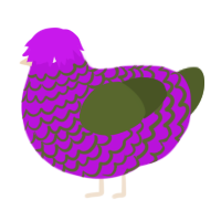 A amethyst and olive chicken with a lace pattern