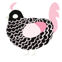 A black and rose chicken with a lace pattern