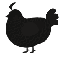 A black and sable chicken with a lace pattern