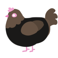 A sable and bark chicken with a head pattern
