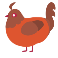 A vermilion and russet chicken with a head pattern