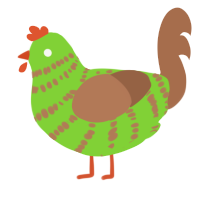 A grass and brown chicken with a bar pattern