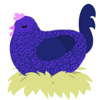 A indigo and navy chicken with a double-lace pattern