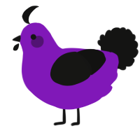 A violet and black chicken