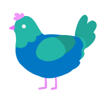 A sapphire and turquoise chicken with a head pattern