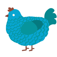 A cerulean and teal chicken with a lace pattern