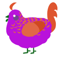 A amethyst and vermilion chicken with a half-lace pattern