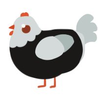 A sable and silver chicken with a head pattern
