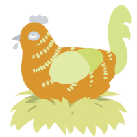 A orange and lemon chicken with a half-bar pattern