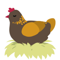 A bark and ochre chicken with a neck-speckle pattern