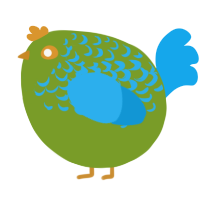 A chartreuse and sky chicken with a half-lace pattern